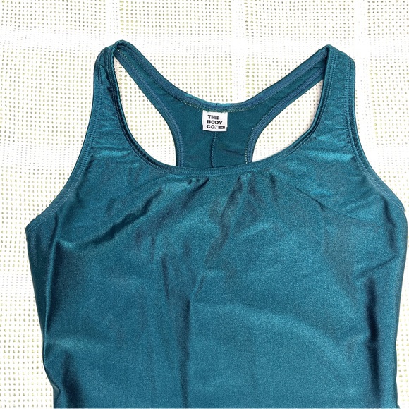 Rare Vintage The Body Co racerback green blue athletic romper jumpsuit - Picture 2 of 9